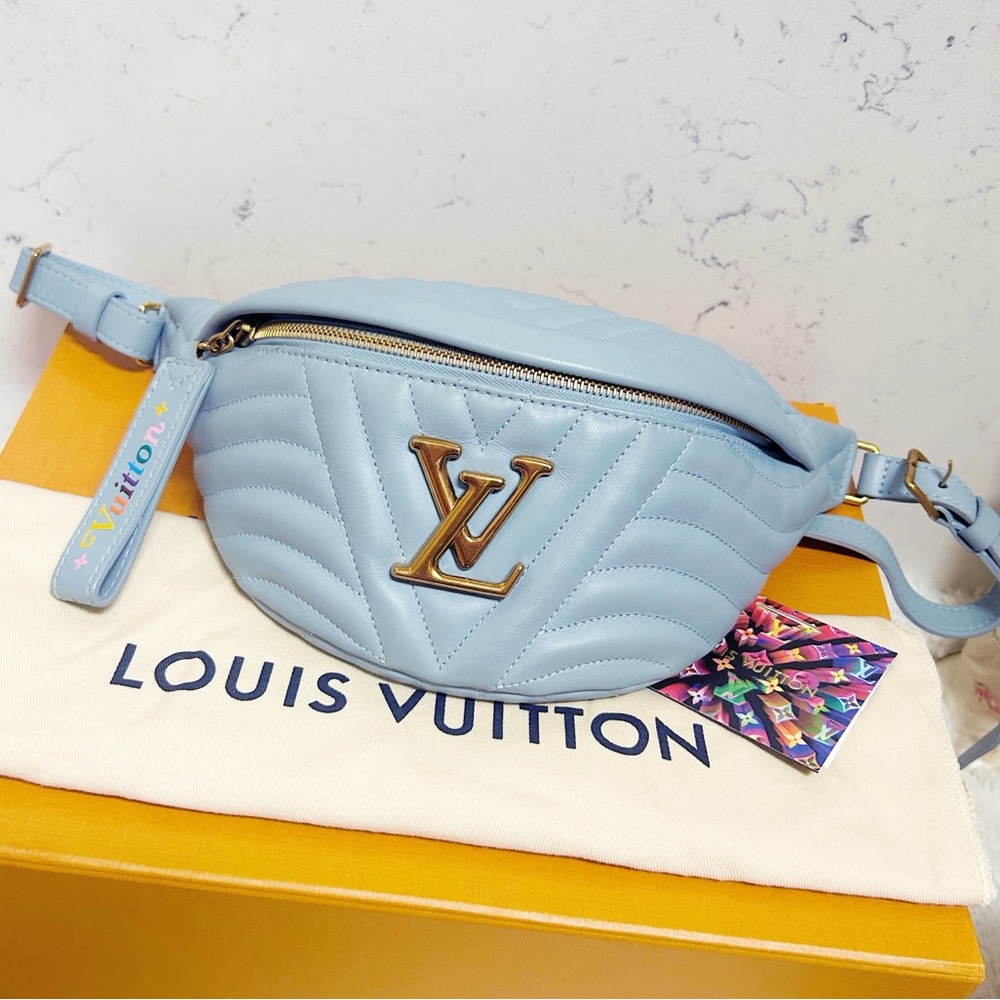 Authentic Louis Vuitton Pale Blue Wave Smooth Calfskin Bum Bag - Picture 12 of 14
